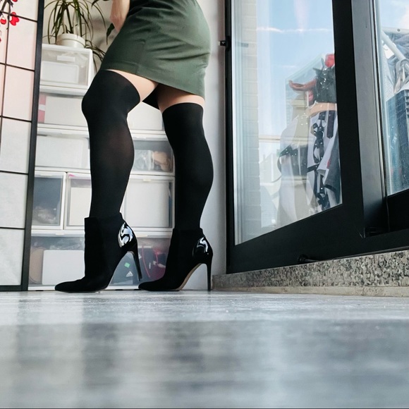 Woman’s Pantyhose Black Stockings Duo Textured High Waist Waistband ~30Den Thick - Picture 8 of 14